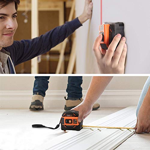 Laser Tape Measure 2-in-1, Laser Measure 131 Ft, Tape Measure 16 Ft Metric and Inches with LCD Digital Display, Movable Magnetic Hook, Screwdriver, Nylon Coating for DIY, Construction - TM-L01