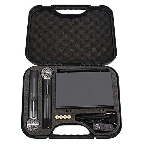 Gudeholo Wireless Microphone System With Case, Metal Uhf Dual Handheld 20 Channels Professional Cordless Mic System For Church, Dj, Karaoke,Wedding, Home Ktv Set #TOP6