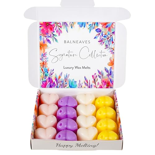 Image of Signature Collection Wax Melts | Strong Scented Wax Melt Gift Set | 16 x 6g Hearts | Hand Made in The UK | Vegan Friendly | Long Lasting Soy Wax Melt Sample Box