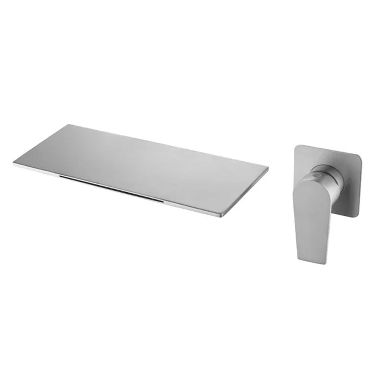 Basin Tap Wall-in Bathtub Mixer Top Table Bowl Water Tap Flush Switch Gold Waterfall Concealed Wash Embedded Basin Faucets(Silver)