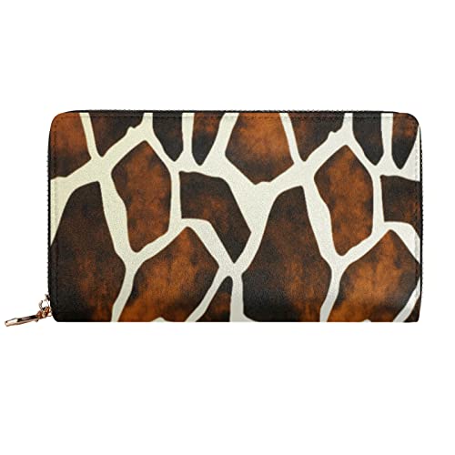 TropicalLife Wallets For Women Giraffe Texture Pattern Gold Zip Around Credit Card Holder Organizer Long Wallet Large Capacity Lightweight Ladies Purse2