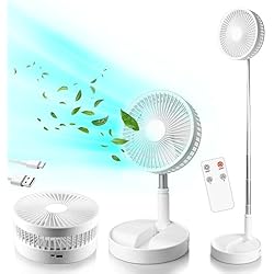 m MU 8´´ Ventilador de Pie con Mando a Distancia con Batería, Recargable de 6000mah, 20cm Ventilador Silencioso Habitacion Bajo Consumo Portatil, Ventilador de Pedestal Plegable Grande de Escritorio