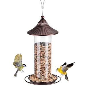 Bird Feeder, Wild Bird Feeders, Easy to Fill Small Bird Feeder, Hanging Bird Feeder for Garden Yard Outside, Metal and Plastic, 0.8 LBS Capacity Bird Feeder Wild Bird Feeders Easy to Fill Small Bird Feeder Hanging Bird Feeder for Garden Yard Outside Metal and Plastic 08 LBS Capacity
