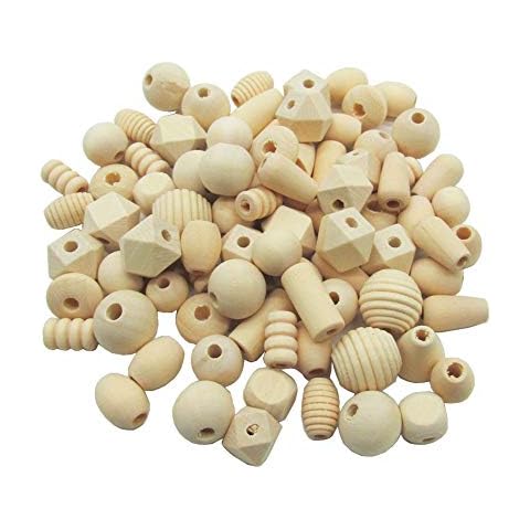 100g Assorted Natural Wooden Bead Wood Spacer Beads Unfinished Wood Loose Beads for Bracelet Necklace Jewelry Making DIY Cover