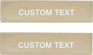 2PCS Car Seat Belt Covers Fit for Cadillac ATS CT6 XTS SRX XT5 CTS Soft Leather Car Seatbelt Shoulder Strap Pads Safety Belt Cushions Protective Sleeves with Custom Text (Beige)