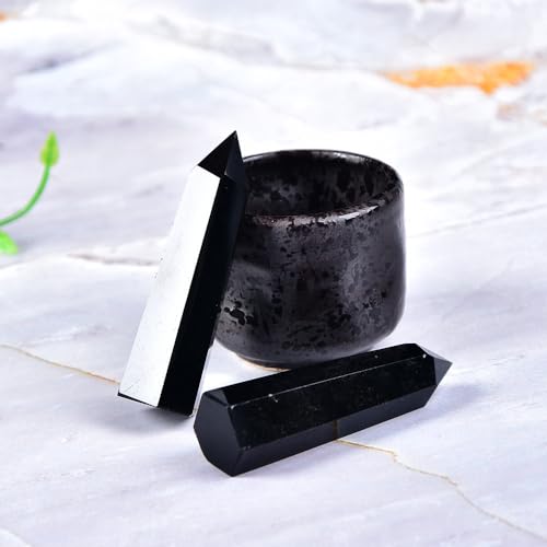 Obsidiana natural columna hexagonal de 70mm varita mineral curativa LVTFCO 8