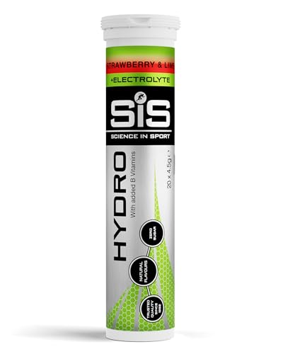 Science in Sport Tabletas Hydro 20 pcs. Fresa Lima - Tabletas de electrolitos, veganas y sin gluten, Tabletas efervescentes para estimular la hidratación y para un equilibrio de electrolitos.