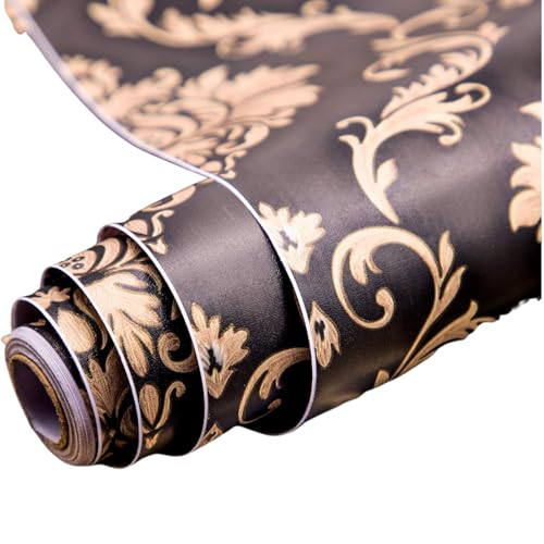 Image of FOKRIM Luxury Wallpaper Self-Adhesive Waterproof Textured Wall Stickers for Living Room Bedroom Office Kitchen, 45x500Cm 24 SqFt.