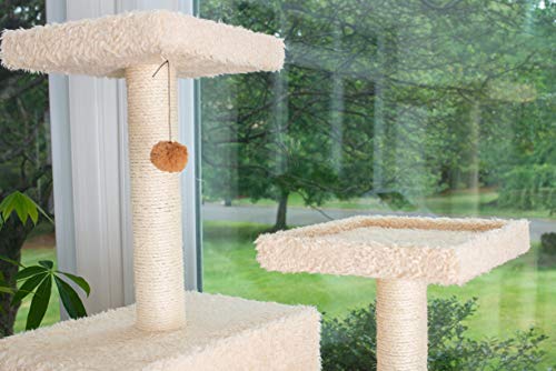 Árbol para gatos con dos casas de madera, 67" beige miniatura 6