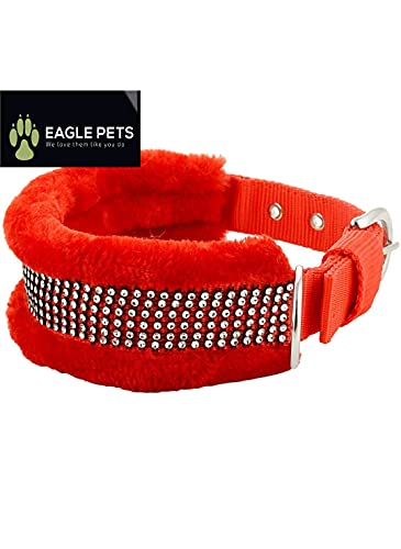 Image of Dog Collar Nylon Black Fur Soft Padded Puppy Collar 0.5inch (Red, Extra Small)