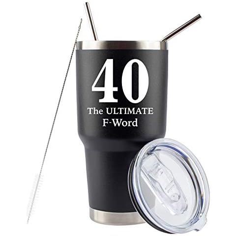 40 is the Ultimate F Word | Black 30oz Stainless Steel Travel Tumbler Mug by JENVIO Cover