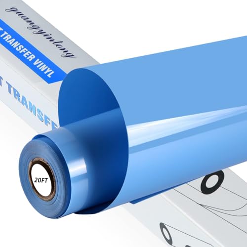 guangyintong Heat Transfer Vinyl Sky Blue HTV Rolls, 12" x 20ft Sky Iron on Vinyl for T Shirts, Glossy Surface Sky HTV Vinyl for All Cutter Machine Easy to Cut & Weed for Heat Vinyl Design