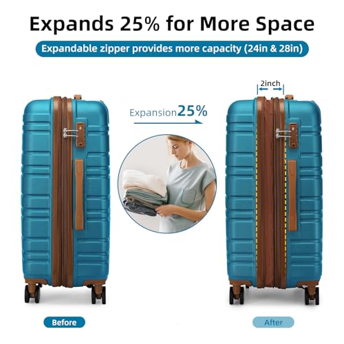 Image of LARVENDER Luggage Sets 6 Piece, Expandable Hardside Carry on Suitcase Set with Spinner Wheels, Lightweight Rolling Luggage Sets for Women with TSA Lock, Blue