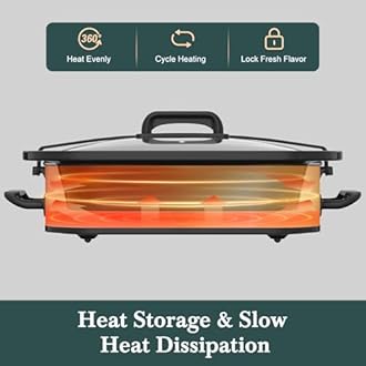 MAGNIFIQUE 4 Quart Casserole Slow Cooker with Ceramic Baking Dish - Perfect Small Kitchen Appliance Crock Pot for Family Dinners, Oven Safe and Durable Bakeware for Lasagna, Roasts