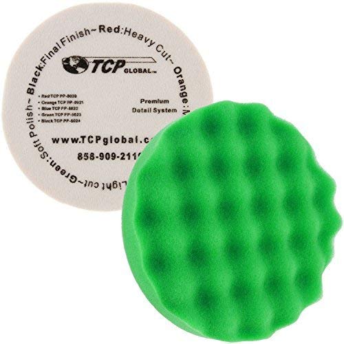 TCP Global 8" Green Waffle Fine Foam Buffing Grip Pad Final Cut Polish