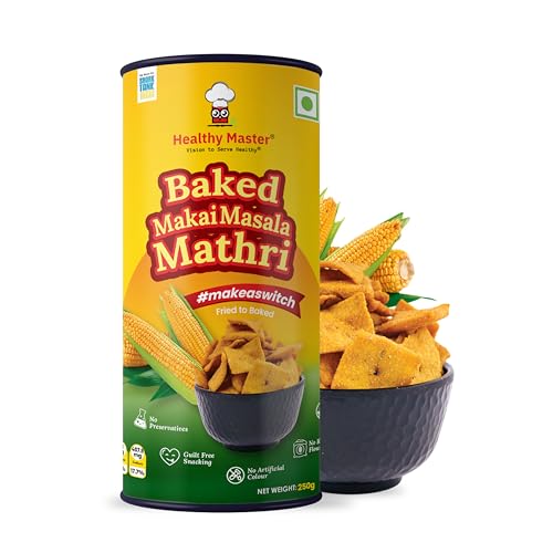 Image of Healthy Master Baked Makai Masala Mathri 250g (Pack of 2) | No Maida and No Palm Oil | Crispy Crunchy Healthy Snack | 100% Wheat Baked Mathri | Morning and Evening Snacks