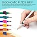 12-Pack Pencil Grippers, Ergonomic Writing Aid,Ergonomic Pen Holder for Righties & Lefties,Colorful Grippers - Inner-Card Style,Exquisite and Compact,Scientific Posture Correction