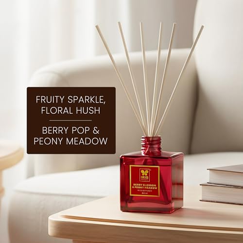 Image of IRIS Home Fragrance Reed Diffuser Set | Floral & Fruity Fragrance Blend | 60ml Long-Lasting Aroma Oil with 6 Reeds | Elegant Home & Office Freshener for a Sophisticated Ambience.