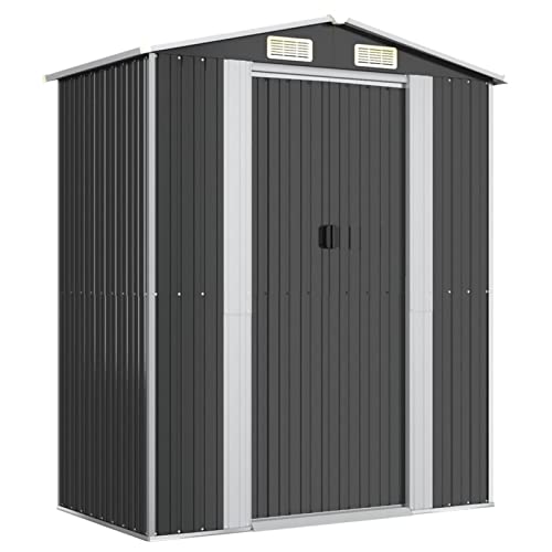 Tidyard Garden Shed Metal Garden Storage Shed Garden Metal Tool Shed Garden Storage Unit Gardening Tool Storage Anthracite 192x108x223 cm Galvanised Steel