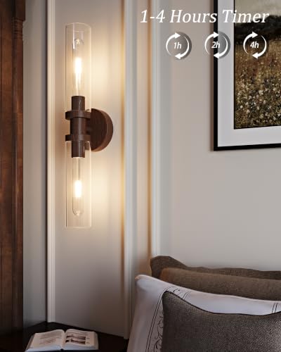 Image of Rayogale Walnut Wireless Battery Operated Wall Sconces with Remote Control