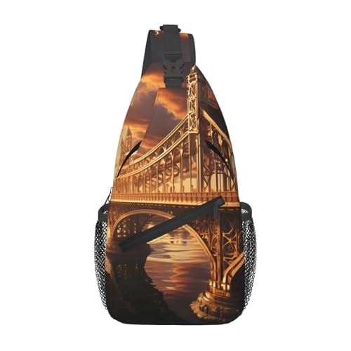 WZYWHJ The towering bridge - Bolso cruzado casual para hombre con alta capacidad de almacenamiento y correa de hombro ajustable