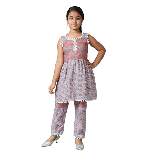 Ensemble kurta pour fille RIEKA avec pantalon floral en dentelle pour enfant de 2 à 3 ans