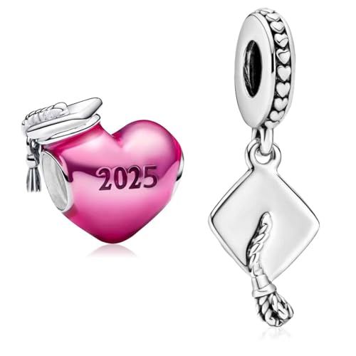 Abalorio de corazón con gorra de graduación 2025 para recordar el éxito de una mujer inolvidable