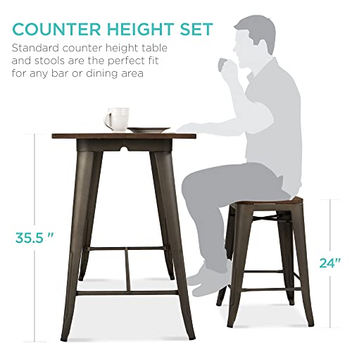 Best Choice Products 5-Piece Dining Set, Counter Height Rustic Industrial Table and Stool Set for Kitchen, Dining Room w… - Image 3