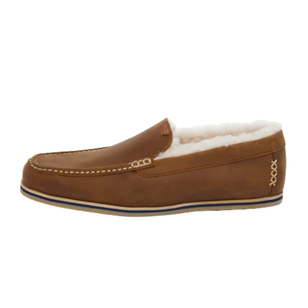 Hari Mari- Hacienda LX- Mens Classic Full Grain Leather Loafer Slipper with Shearling Lining- Indoor Outdoor Memory Foam