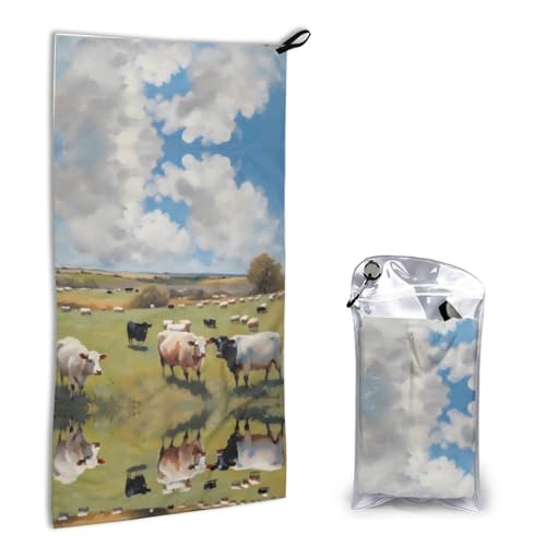 LPLSNWS Toalla de playa de secado rápido con estampado de granja enorme, 16 x 31.5 pulgadas, para camping, viajes y como manta de baño.