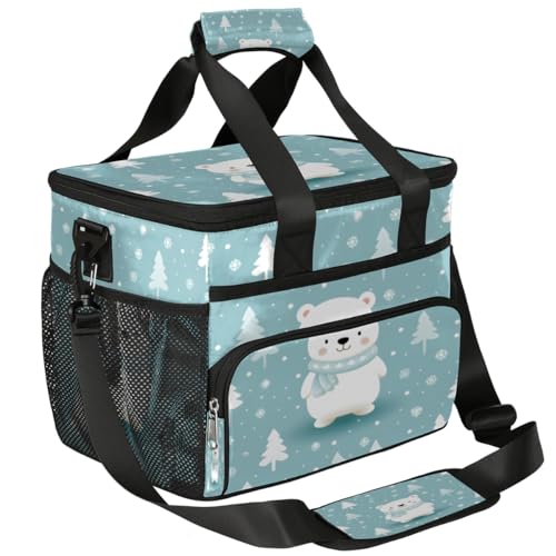 Cute Bear with Tree Insulated Picnic Backpack Lunch Box for Women Men Picnic Basket Tote Lunch Bag Picnic Bag Portable Lunch Bags for Picnic, Beach, Work, Trip,Office, Camp Winter Bear