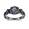 Eternity Ring for Women,18K Black Gold Plated Created Opal/Mystic Topaz/Amethyst Garnet Wedding Engagement Promise Rings Band