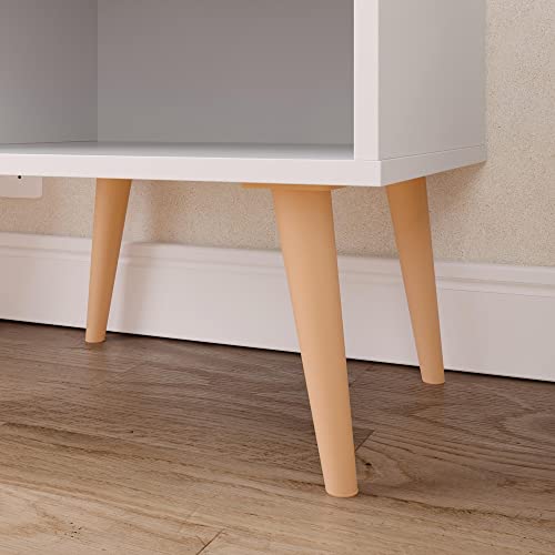 Kit 2 Mesas de Cabeceira Retrô com 2 Gavetas e Nicho Paris - Branco