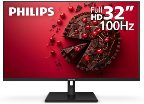 Philips 32E1N1100L 32"' Frameless Monitor, FHD 1920 x 1080, VA Panel, Adaptive-Sync 100Hz, VESA, 4Yr Advance Replacement Warranty, Black