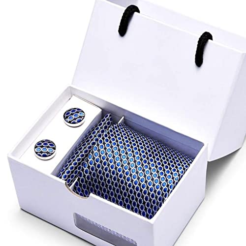 Set de corbata de seda con pañuelo y gemelos para hombre