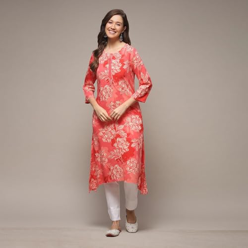 Image of BIBA Women Rayon Viscose Straight Fit Straight Printed Kurta