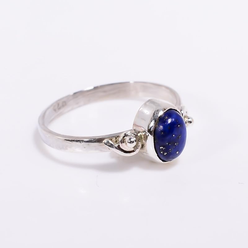 Bague lapis-lazuli argent 925 mixte de forme ovale cabochon - 4