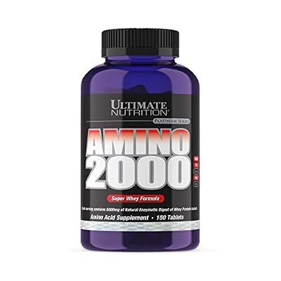 Ultimate Nutrition Amino 2000 Tablets, Super Whey Formula, Amino Acid Supplements with L-Leucine, L-Isoleucine, and L-Valine, 2000mg, 150 Tablets