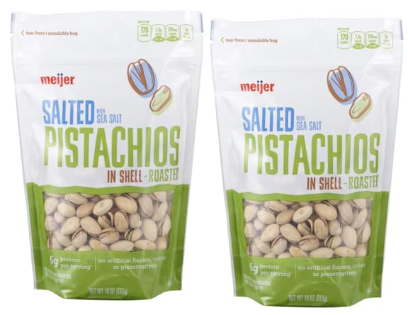Salted Roasted Pistachios in Shell, (2 bags,16 oz. each bag)