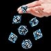 AUSTOR Liquid Core DND Dice Set, 7-Die Sharp Edge Polyhedral Dice Quicksand Handmade Resin Dices for Dungeons and Dragons RPG MTG Table Games, Blue & Black, Silver