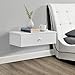 [en.casa] Wandregal mit Tür Weiß Wand Regal Kommode Nachtkommode Nachtschrank Nachttisch mit Staufach Schwebenachttisch Wandmontage