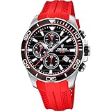 Festina Reloj Hombre Analógico de Caucho Rojo - Movimiento de Cuarzo Reloj Deportivo Hombre - Cronógrafo - Calendario - Cristal Mineral Resistente - Resistente al Agua 10 ATM F20370/3 Special Prices