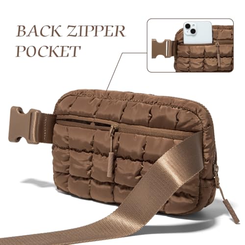 Image of Gitus Trending Gifts for Women Puffer Crossbody Bags for Women Belt Bag Fanny Pack with Adjustable Straps Lightweight Quilted Puffy Bag Woman Gifts (Dart Brown)