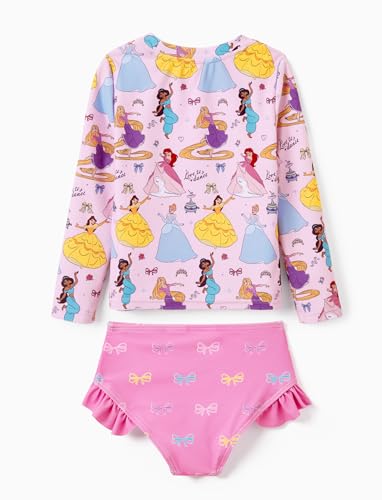Image of Disney Frozen Elsa Stitch Marvel Toddler Girl Two Piece Long Sleeve UPF50+ Swimsuit Rashguard Sets Bathing Suit