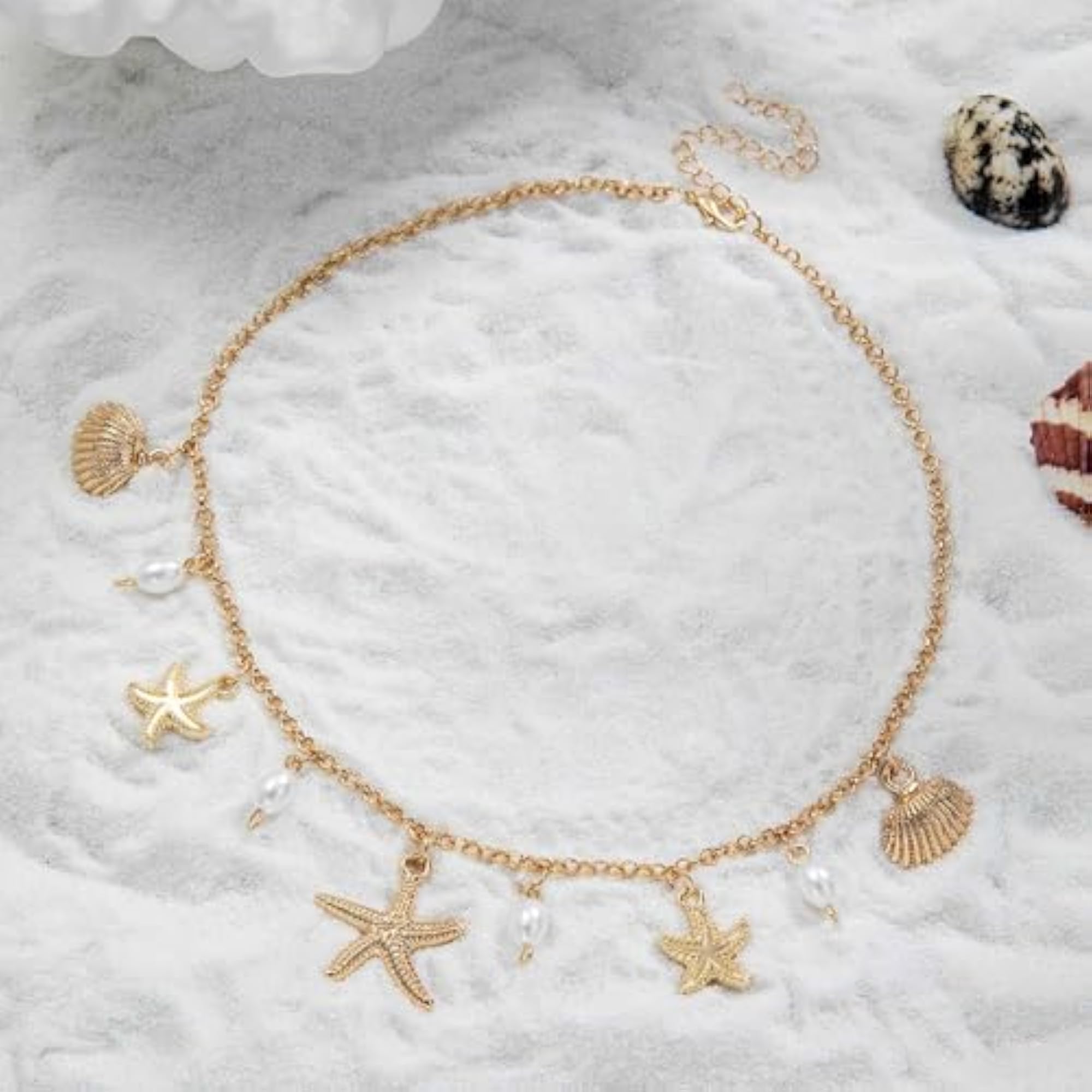 Women's Layered Pearl & Starfish Pendant Necklace, Beach Style