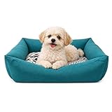 Consentida Cama para Perros Grandes Dog'S T-4 de Loneta Resistente -70x55x16 cm. Descanso Ergonómico y Relajante para tu Mascota. Sofá con Funda Extraíble Lavable con Relleno Reciclado, Azul Turquesa