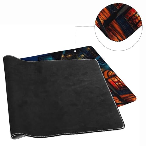 Neon Reflections On Historic Streets Large Extended Gaming Mouse Pad Desk Mat with Stitched Edges 16"x36", Non Slip Rubber Base Waterproof Computer Mouse Mat for Gaming Office Home Workstation - Image 8