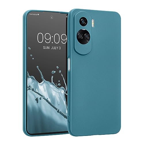 kwmobile Case for HONOR 90 Lite 5G Case - Soft TPU Back Phone Cover - with Metallic Look - Metallic Caribbean Blue