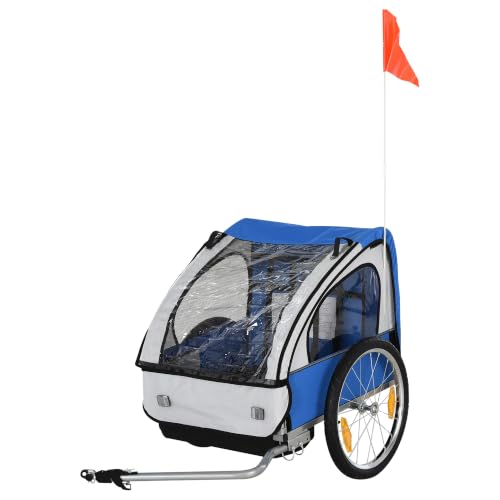 Aosom 2-Seat Child Bike Trailer for Kids 5-Point Safety...