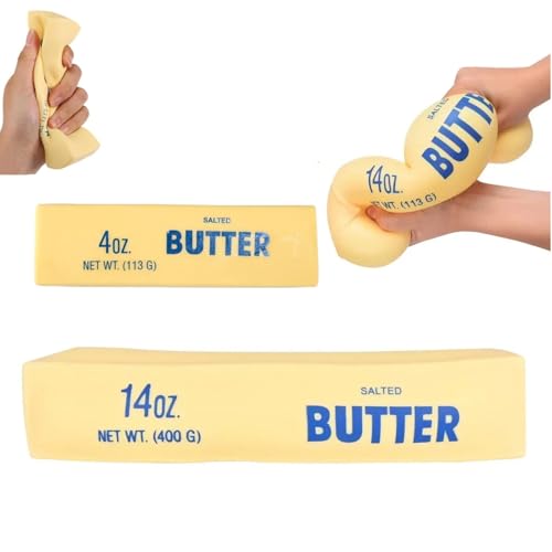 Squeezy Butter Squishy – Jumbo & Giant Butter Stick Toy, Large Mini Stress Relief, Slow Rising Fun 14oz (1pc*9.45in+1pc 5.5in)